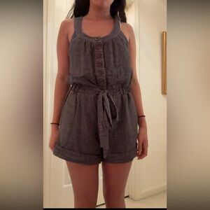 Gray Button-Front Romper